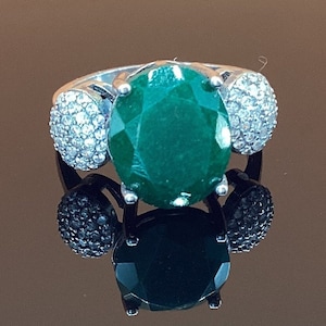 Emerald Ring Very Large 12x10mm Oval Emerald May Birthstone 5ct Oval Emerald Ring May Birthday Gift Moissanite Lab Grown Emerald