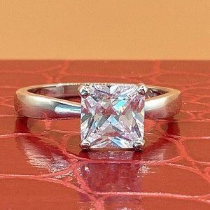 Princess Cut Engagement Ring Cubic Zirconia Engagement Ring Solitaire 2ct. Princess Cut Cubic Zirconia Moissanite Lab Grown Engagement