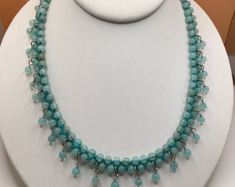 Retro Vintage Aqua Fashion Halskette Aqua Perlenkette Hippie-Halskette Kombi Hippie-Halskette 1960er Jahre Perlen Fashion Aqua Halskette