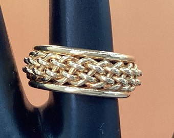 Wedding Band Estate 14k Wide Chunky Band 8mm Braided Twisted Chunky Band Wide Braided Band Vintage Chunky Ring