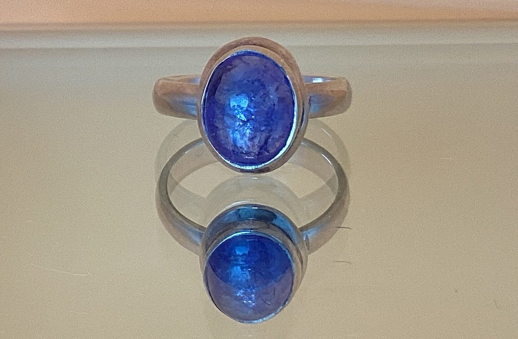 Tanzanite Ring Estate Natural Tanzanite Cabochon Tanzanite 1980s Vintage Tanzanite Art Deco Mom Gift Birthday Wedding Tanzanite Engagement