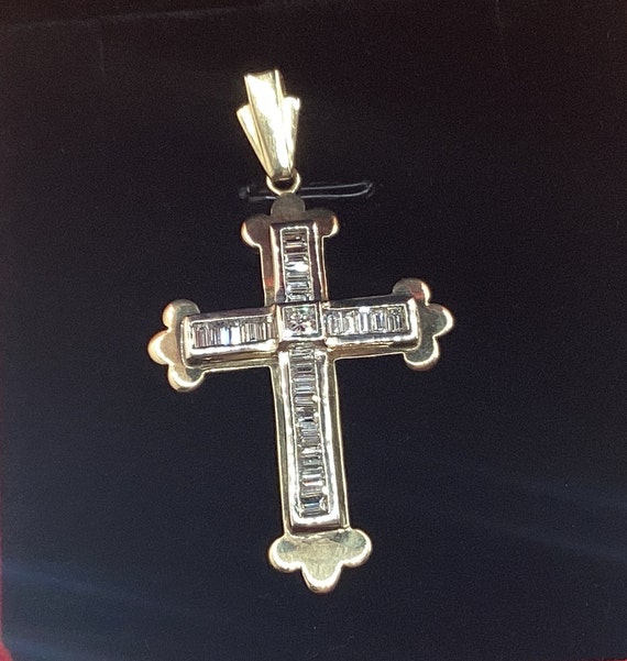 STUNNING!! Diamond Cross Pendant Estate Diamond C… - image 1