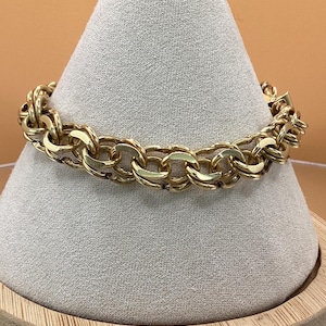 Vintage 14k Charm Bracelet Estate 7 inch Chunky Charm Bracelet Solid Yellow Gold Heavy Weight Charm Bracelet Vintage Charm Bracelet Gift