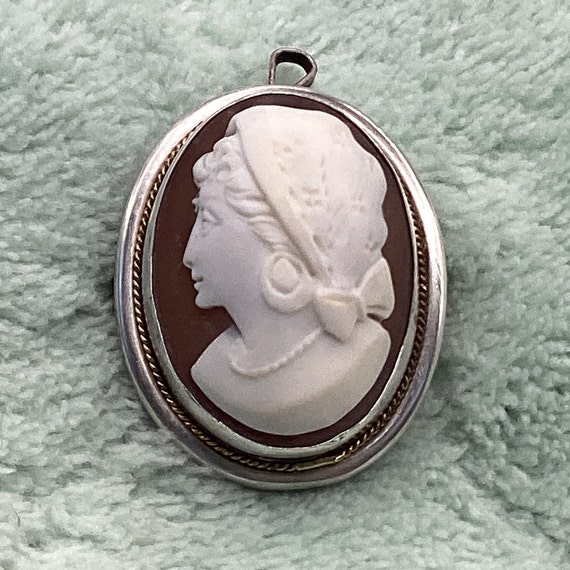 Antique Cameo Brooch Carved Cameo Pendant Antique… - image 1