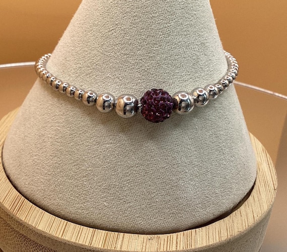 TATIANA☆[Silver925] Swarovski Beads Ball Bracelet Sterling Silver Ball Bracelet Swarovski Crystals Tapered