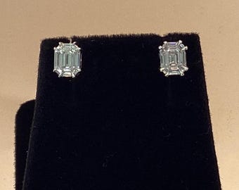 18k Diamond Earrings 1ct. Radiant Cut Diamond Earrings Exceptional VVS Quality F-H in Color Certification Anniversary Wedding Bride Gift