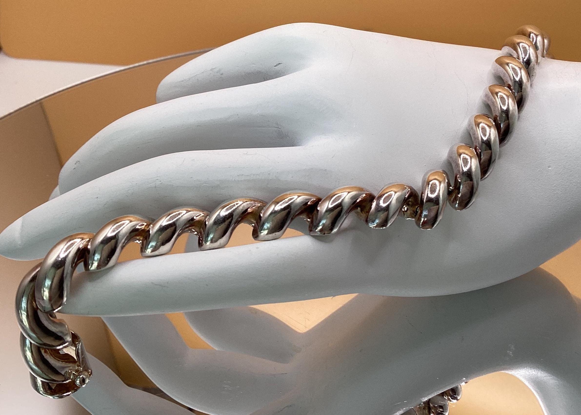 Vintage San Marco Sterling Silver Bracelet: Italian Macaroni Link