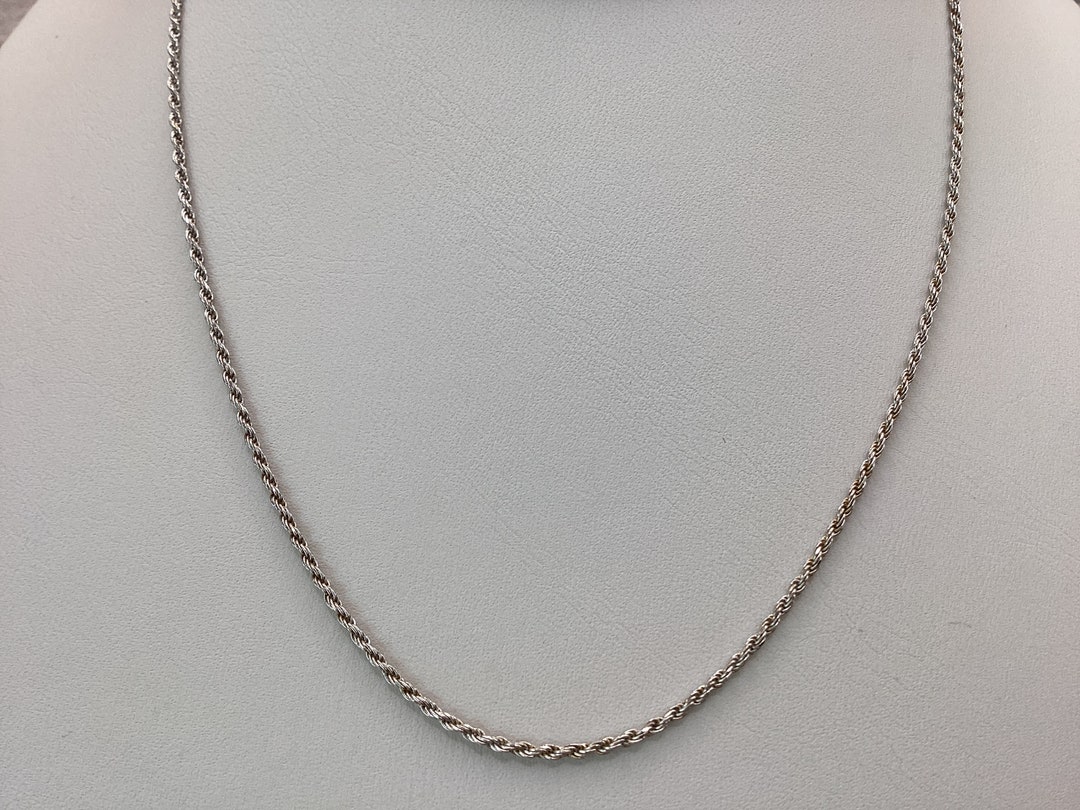 Rope Necklace 16 Inch Rope Chain 1.4mm 925 Fine Italian Sterling Silver ...
