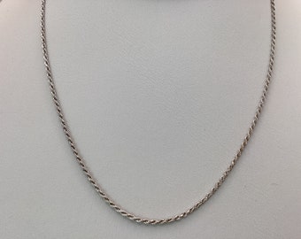 Rope Necklace 16 inch Rope Chain 1.4mm 925 Fine Italian Sterling Silver Rope Necklace Unisex Gift for Birthday Anniversary Gift