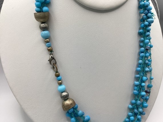 Aqua Bead Necklace 18 inch Dainty Beads Fashion T… - image 2