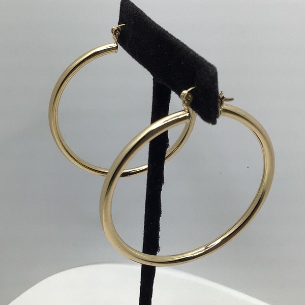 14k Hoop Earrings Finely Crafted Italian Gold 50mm Hoops large Gold Hoop earrings