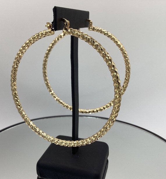 14k Gold Filled Large Hoop Earrings: 80mm Yellow Gold UK
