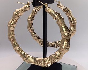 14k Hoop Bambus Hoop Ohrringe Ex-Large 80 mm Hoops 14k Gold Filled Latein Jennifer Lopez Afrikanische Geburtstags-Jubiläumsgeschenk