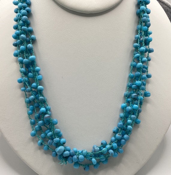 Aqua Bead Necklace 18 inch Dainty Beads Fashion T… - image 1