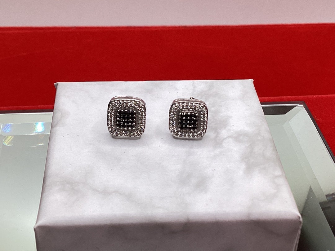 Estate Black Diamond Earrings Square Diamond Earrings Black Etsy