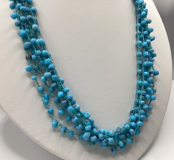 Aqua Bead Necklace 18 inch Dainty Beads Fashion T… - image 3