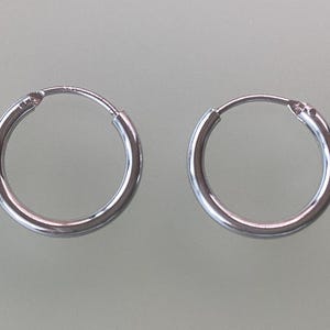 Hoop Earrings 2mm Round Tube Hoops 16mm Endless Hoop Earrings  Sterling Silver Unisex Hoop Earrings Mom Gift Dad Gift Birthday