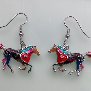 Horse Earrings Fashion Enamel Painted Horse Earrings Dangle Horse Earrings Gift For Horse Lover Birthday Gift Horse Show Day