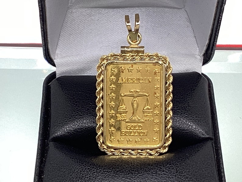 Estate 22k Gold Bullion Pendant Rope Bezel With Extra Large Etsy