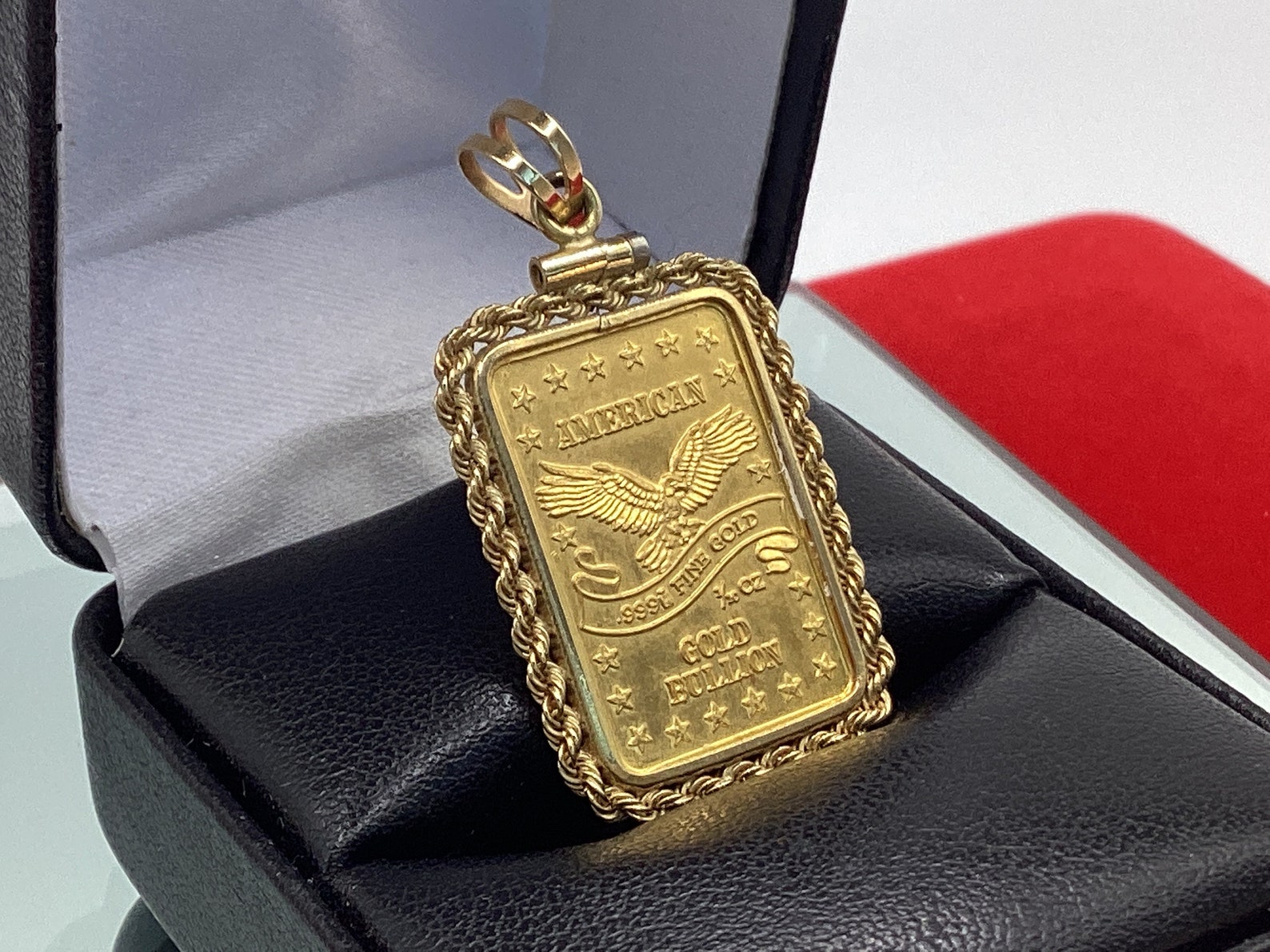 Estate 22k Gold Bullion Pendant Rope Bezel With Extra Large Etsy