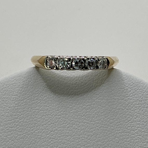 Estate 1/2ct. Diamond Wedding Anniversary Ring Vintage Eternity Band 5 Stone 14k Yellow Gold Natural Untreated Diamonds Not Lab