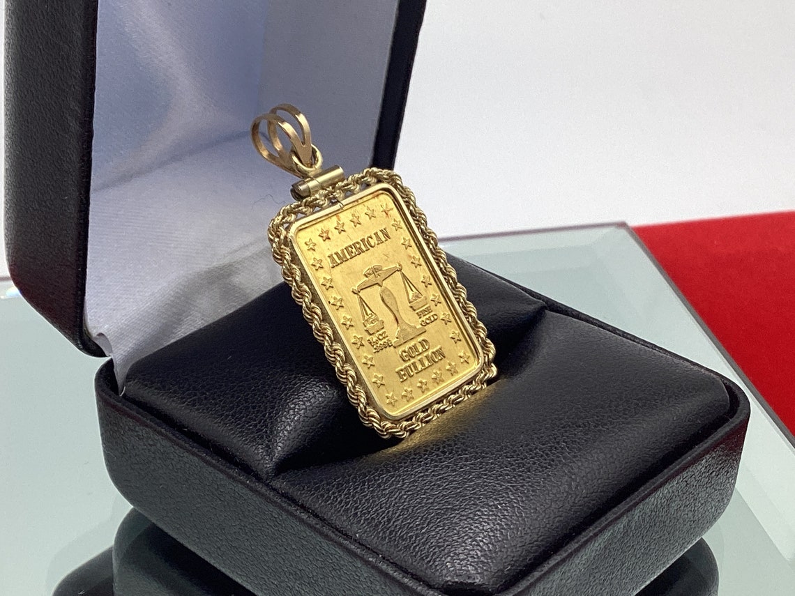 Estate 22k Gold Bullion Pendant Rope Bezel With Extra Large Etsy