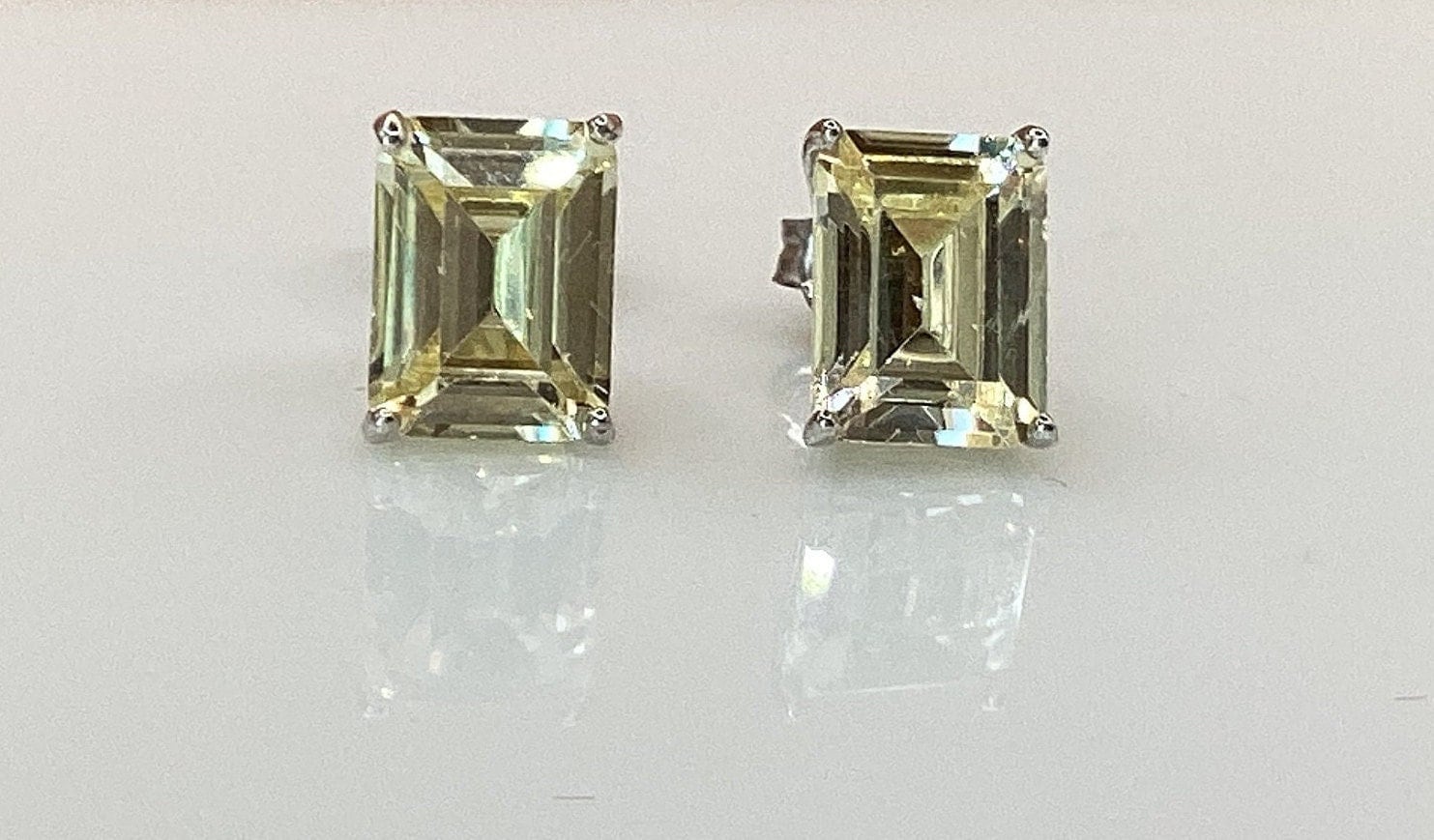 2ct Radiant Cut Yellow Cubic Zirconia Earrings Yellow Diamond Earrings Yellow Mossiante Earrings 2ct Radiant Cut Earrings Lab Grown Radiant
