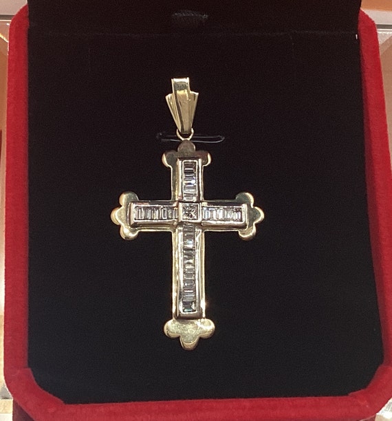 STUNNING!! Diamond Cross Pendant Estate Diamond C… - image 4