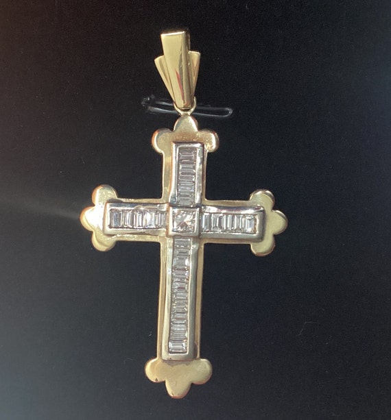 STUNNING!! Diamond Cross Pendant Estate Diamond C… - image 2