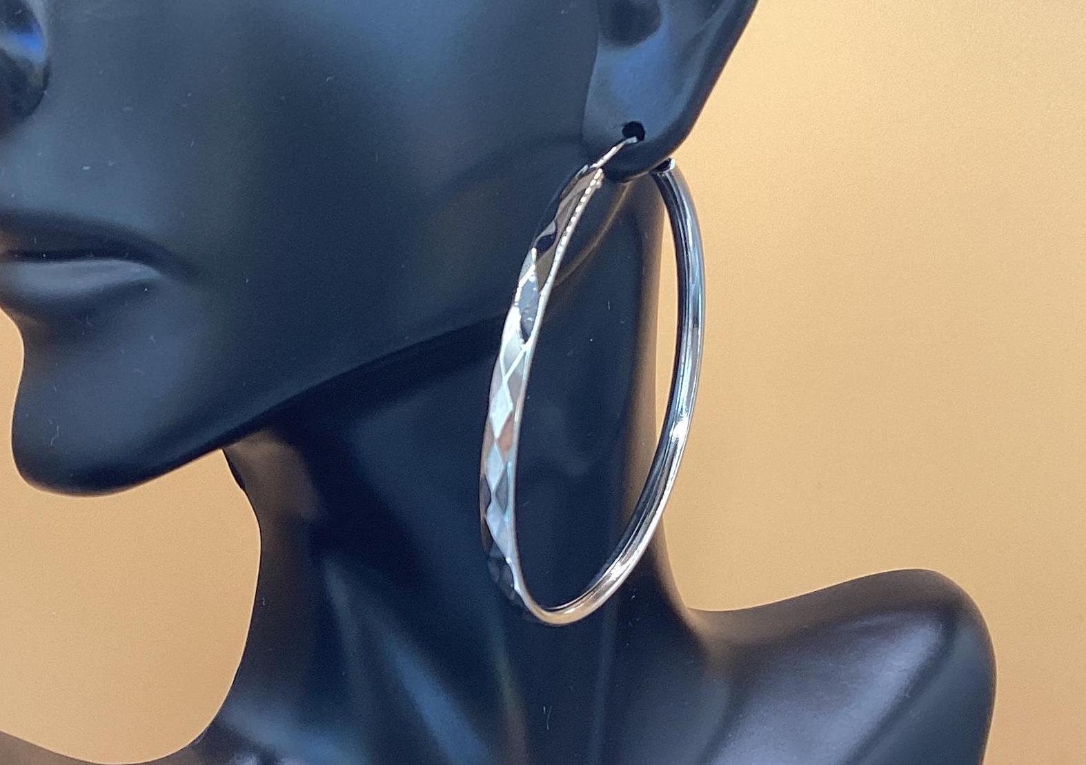 Silver Hoop Earrings Endless Wire Hoops Beautiful Look! 52mm Round Sterling Silver Hoops Birthday Gift Sweet Sixteen