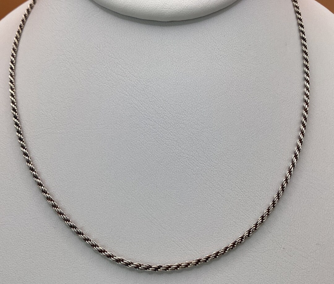 Vintage Rope Necklace 16 Inch Rope Chain Estate 1.8mm 925 Fine Italian ...
