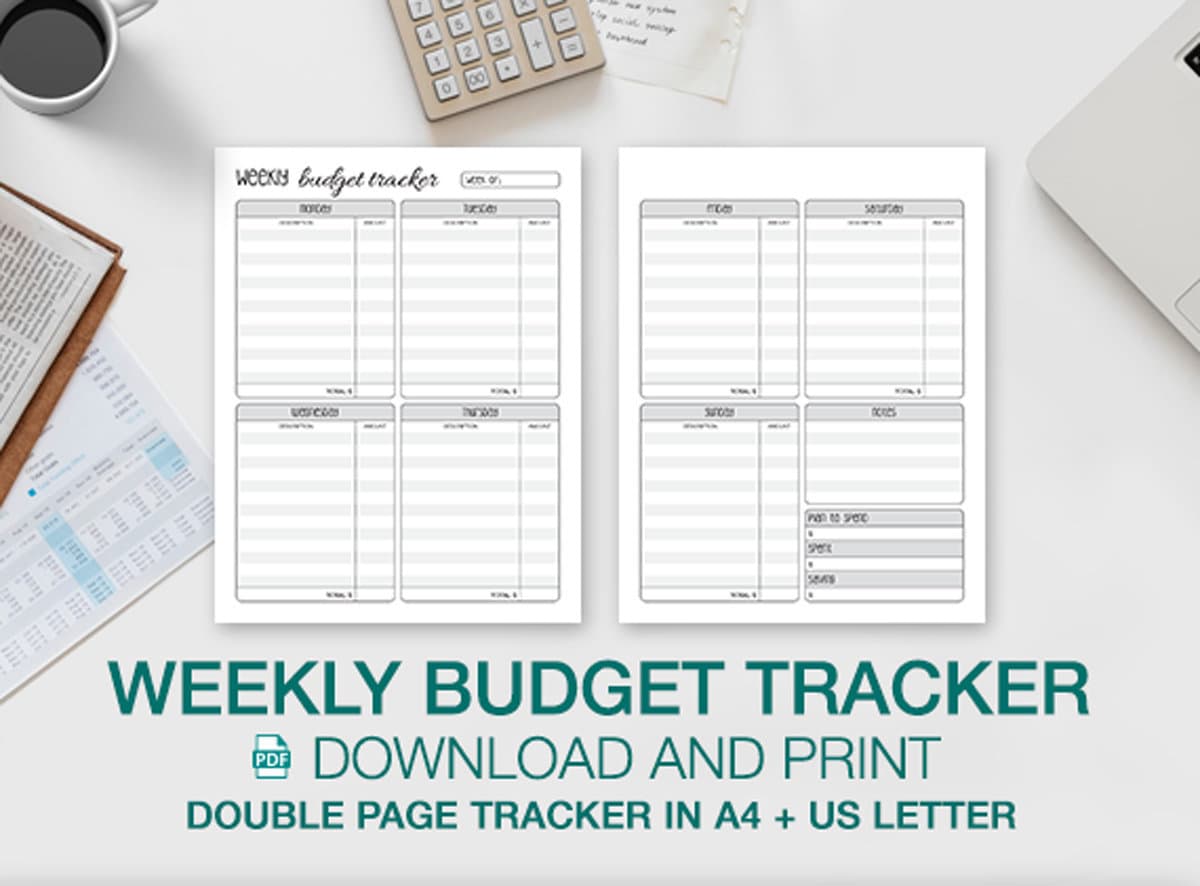 Budget Tracker Printable Download Bullet Journal Add-on Weekly - Etsy