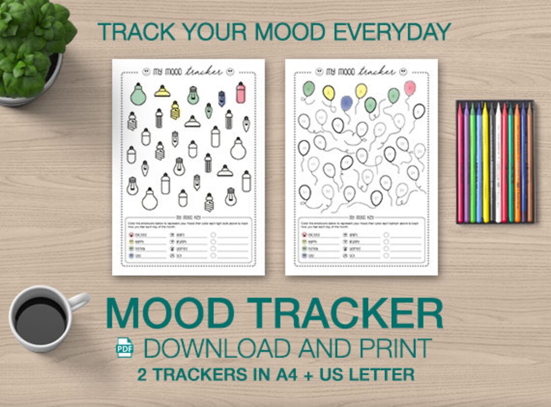 Monthly Mood Tracker 2 Different Designs Bullet Journal Add - Etsy