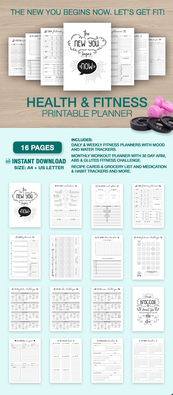 SALE Health Fitness Planner Weight Loss Tracker Printable Etsy