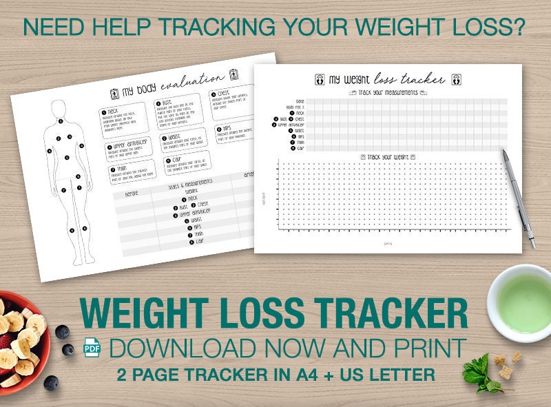 sale 2018 weight loss and body measurements tracker a4 us etsy weight loss tracking