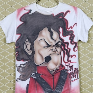 Michael Jackson shirt, vintage rare airbrushed T-shirt, Elvis Presley Prince Madonna David Bowie Duran Justin Timberlake big print all over
