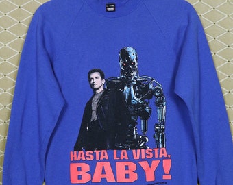 TERMINATOR 2 shirt, 1991 vintage rare sweatshirt, Predator Bladerunner Total Recall Alien Sci-Fi movie horror T2 long sleeve blue not hoodie