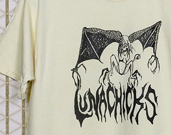 Lunachicks t-shirt, hardcore punk rock t-shirt riot grrrl girl L7 Bikini Kill Babes In Toyland The Donnas Hole Gits Toilet Boys, Vampire bat