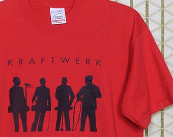 クラフトワークTシャツ、ヴィンテージレアレッドTシャツ、ニュー