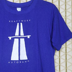 Kraftwerk tour shirt, 1991 Autobahn t-shirt, vintage rare faded blue tee shirt, New Wave, electronic krautrock electropop Devo, Gary Numan