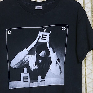 Devo vintage T-shirt, B Stiff, faded black tee shirt, New Wave, electronic, Kraftwerk, electropop, Gary Numan, Snowy Red, B-52s