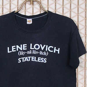 Lene Lovich, Stiff Records vintage & rare T-shirt, faded black tee shirt, 1980s 80s gothic New Wave, Nina Hagen, Siouxsie Sioux, Stateless