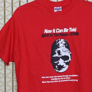 Devo vintage T-shirt, At The Palace 1988 tour tee shirt, 1980s New Wave, electronic, Kraftwerk, electropop synth pop, Gary Numan, red