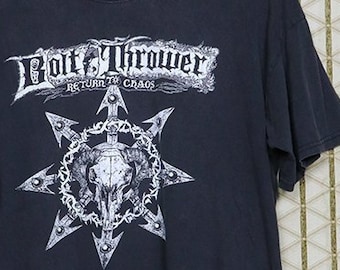 Camiseta de la gira Bolt Thrower, camiseta de 1999, Benediction Asphyx Morbid Angel Entombed Carcass Napalm Death Bathory, death metal descolorido de doble cara