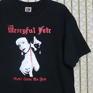 Mercyful Fate T-Shirt, Vintage seltenes verblasstes schwarzes T-Shirt, Nonnen haben keinen Spaß, Metall, König Diamant, Venom, Bathory, keltischer Frost, Candlemass