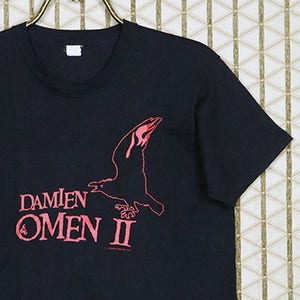 Original 1978 Omen II horror movie t-shirt, vintage rare black tee shirt, Satan Satanism Occult Witchcraft Devil, Exorcist, Rosemary&#39;s Baby