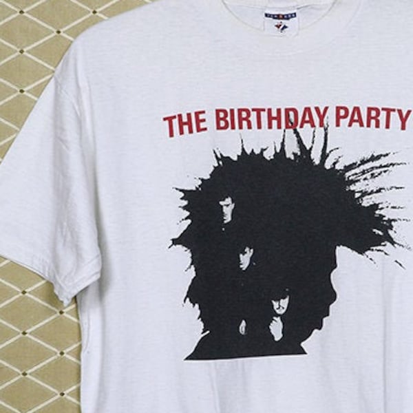 Birthday Party Nick Cave t-shirt, vintage rare white tee shirt, Bad Seeds, goth punk Velvet Underground Lydia Lunch Pere Ubu Gun Club