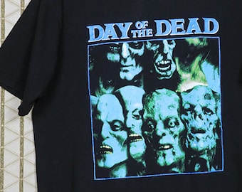 Day of the Dead vintage rare T-shirt, black tee shirt, vintage zombie horror movie, George Romero, Night of the Living Dead, Dawn