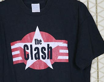 The Clash shirt, vintage rare T-shirt, 1980s SCREEN STARS black tee shirt punk Joe Strummer, Ramones Stooges Jam Kinks Stranglers Buzzcocks