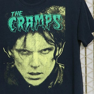 The Cramps shirt, vintage rare T, faded black tee shirt, Misfits Alien Fiend, Lux Interior and Poison Ivy, gothic horror punk goth